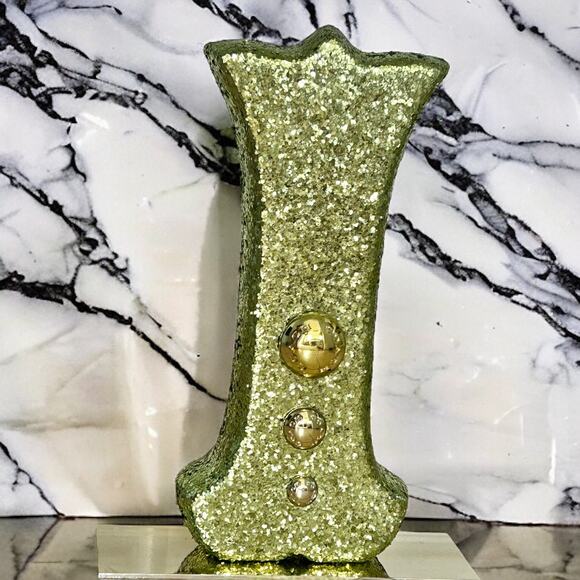 Super RARE COACH STORE DISPLAY Green with BRASS Coach Studs I Letter Sign Decore - Picture 11 of 11